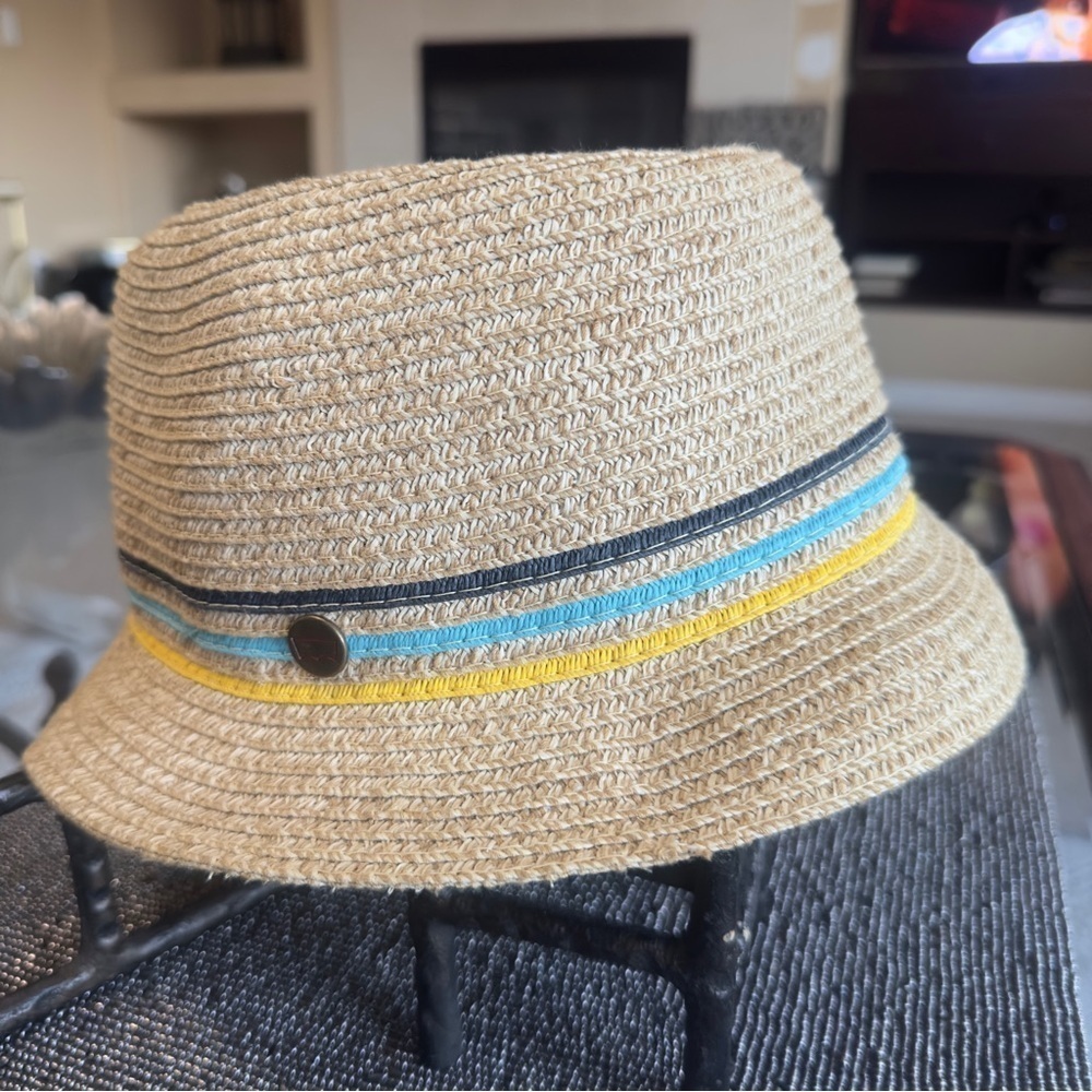 Levi’s Straw Fedora Hat M/L – Summer Beach Trilby with Multicolor Band - Picture 2 of 7
